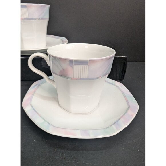 Vintage Savoir Vivre Celina Y0010 Octagonal 6 Oz Teacup with Saucer Set of 2 - Picture 2 of 9